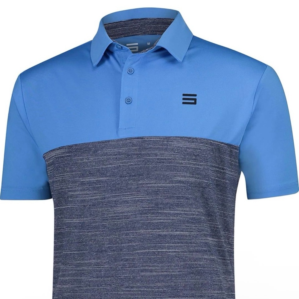 Three Sixty Six Men’s Quick Dry Golf Polo Shirt 2XL Midnight And Sky Blue